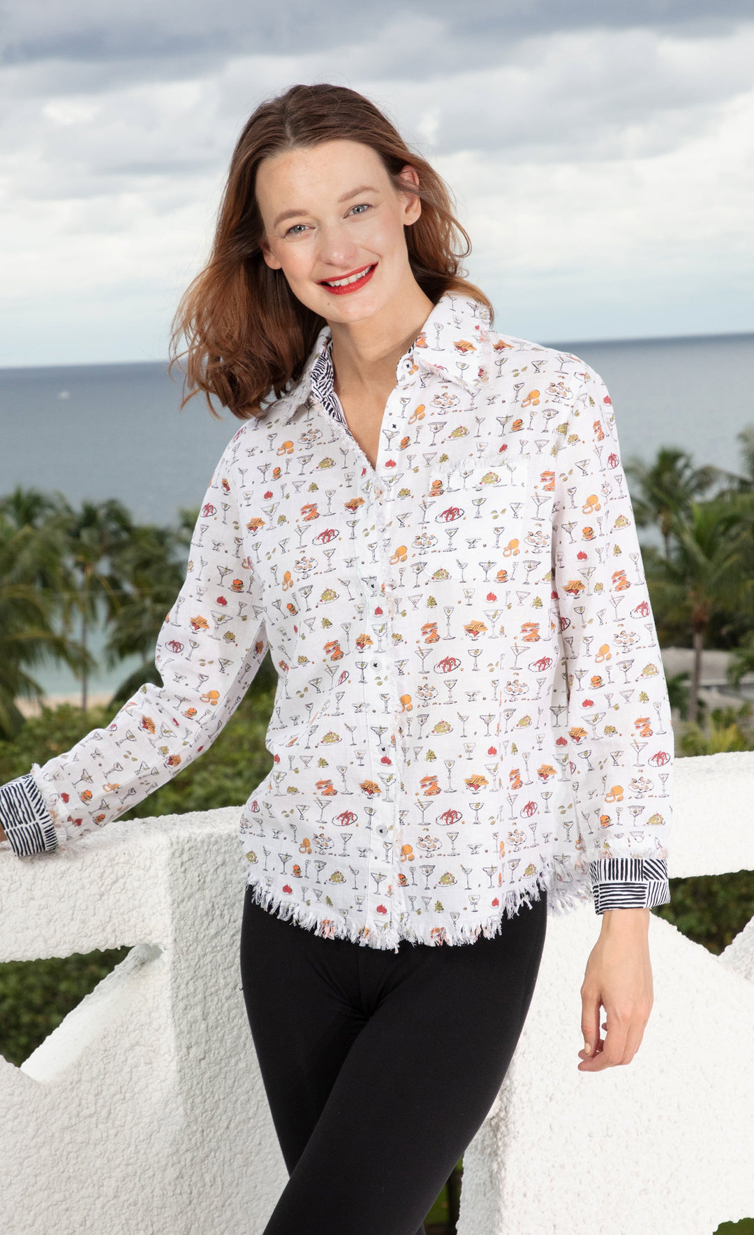 Cape Cod Top Little Martinis And Snacks Print XS / 4949-S544