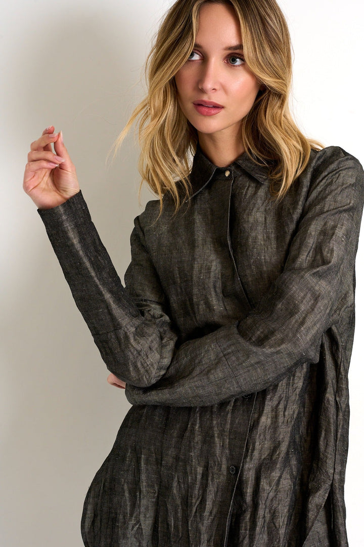 Classic Blouse - 52338-83-160 02 / 160 Grey / 60% VISCOSE, 40% LINEN