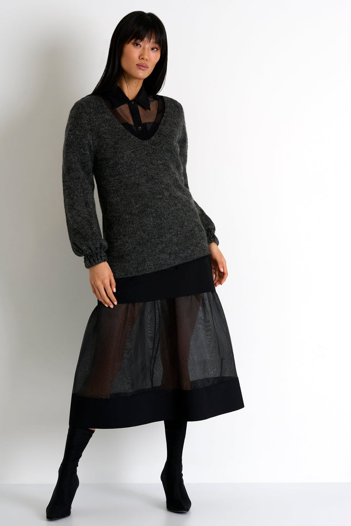 Oversized Sweater - 52359-92-160 02 / 160 Charcoal / 40% ACRYLIC 40% POLYAMIDE 20% MOHAI