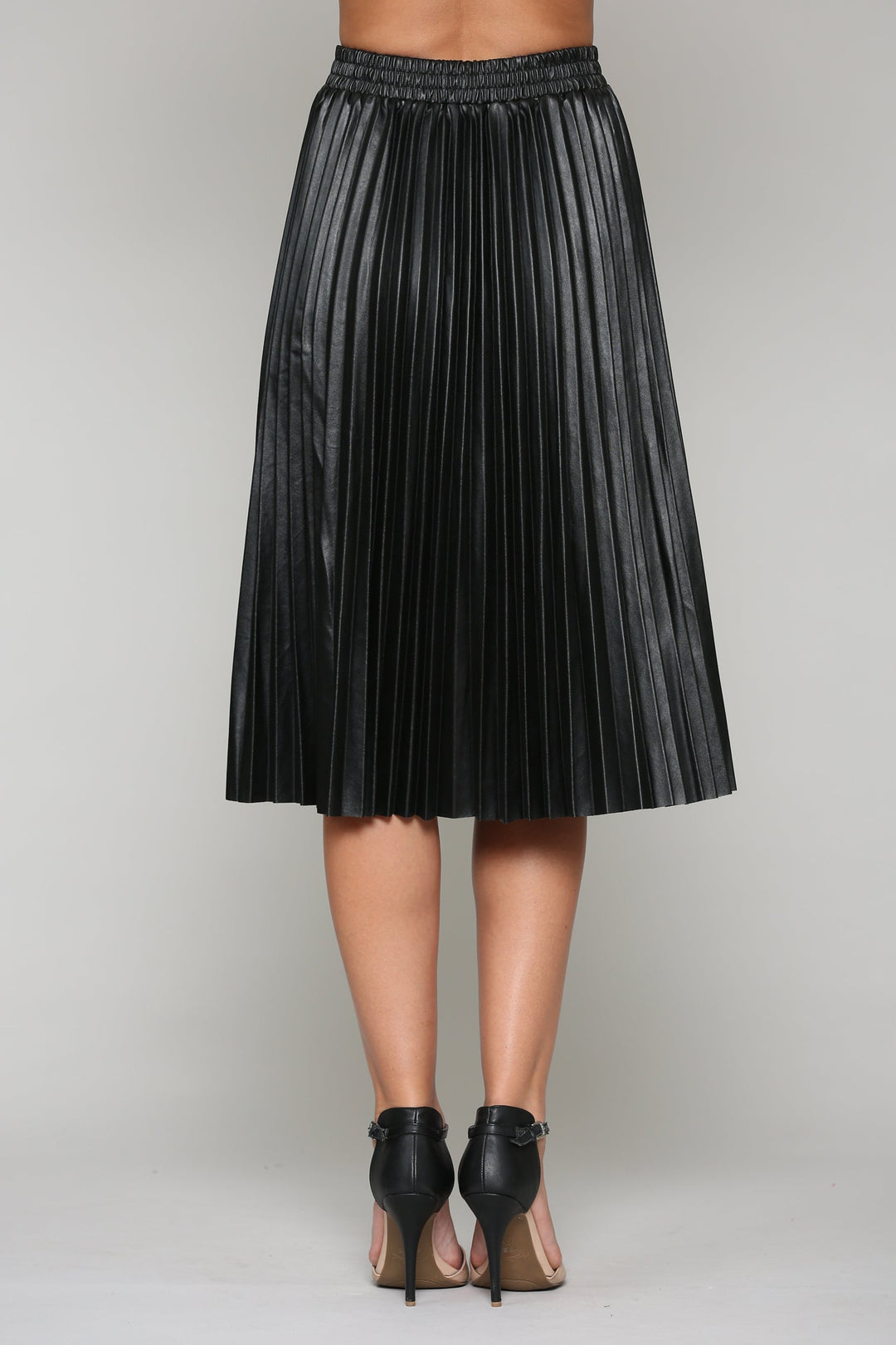 Lisa Pleated Leather Skirt