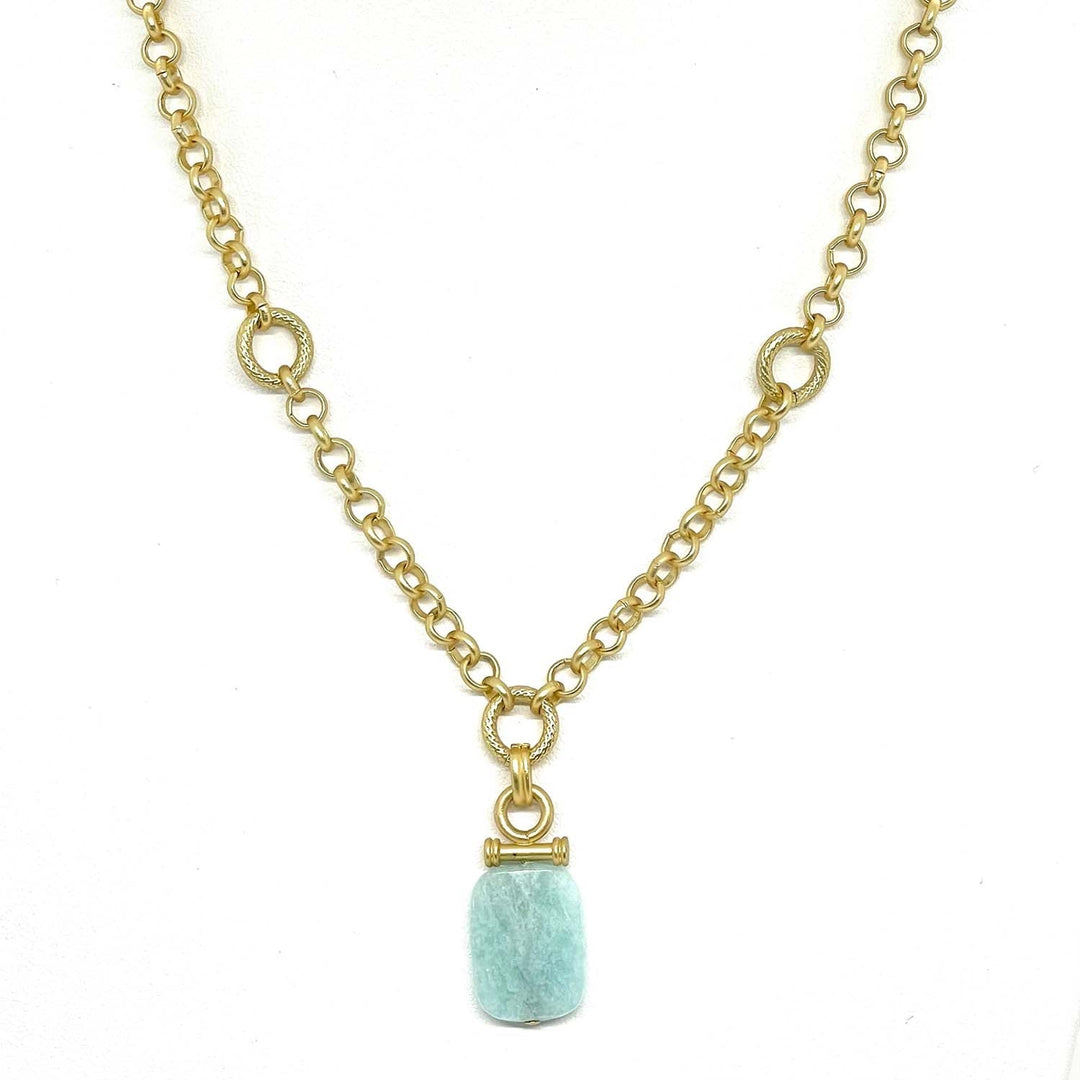 Amazonite Bar Pendant Chain Necklace