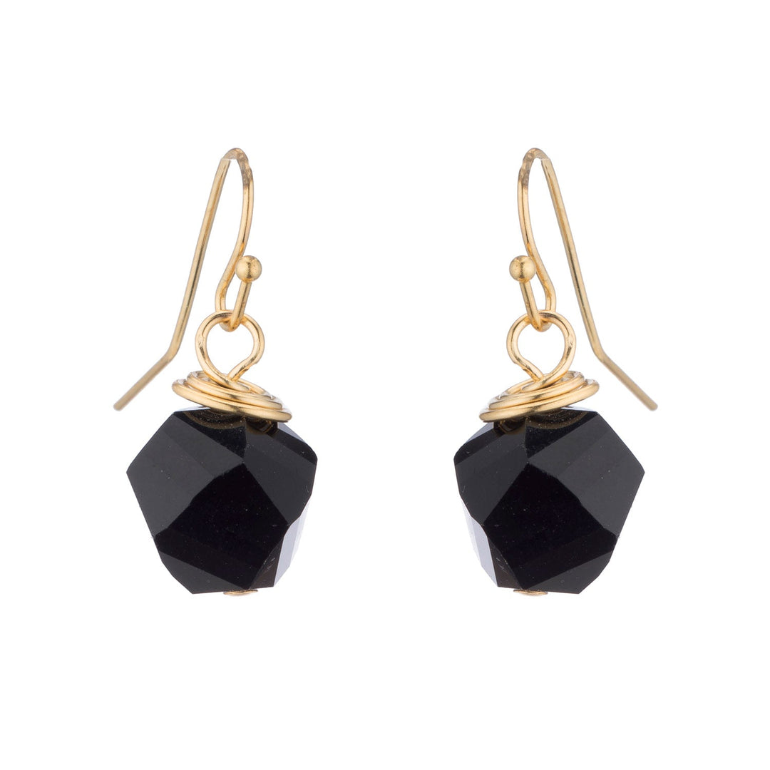 Black Faceted Crystal Top Twist Earrings