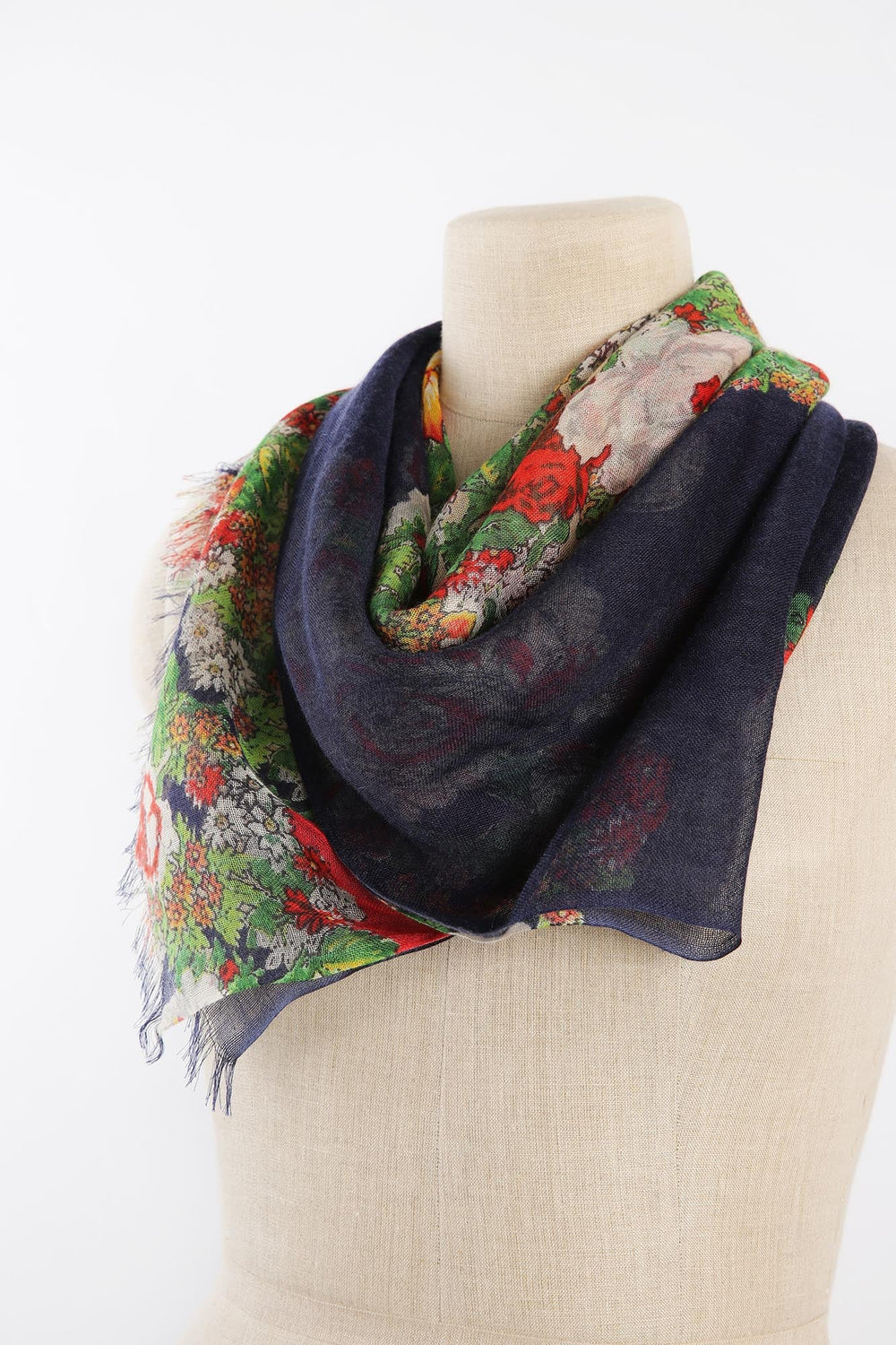 Floral Printed Silk Cashmere Scarf