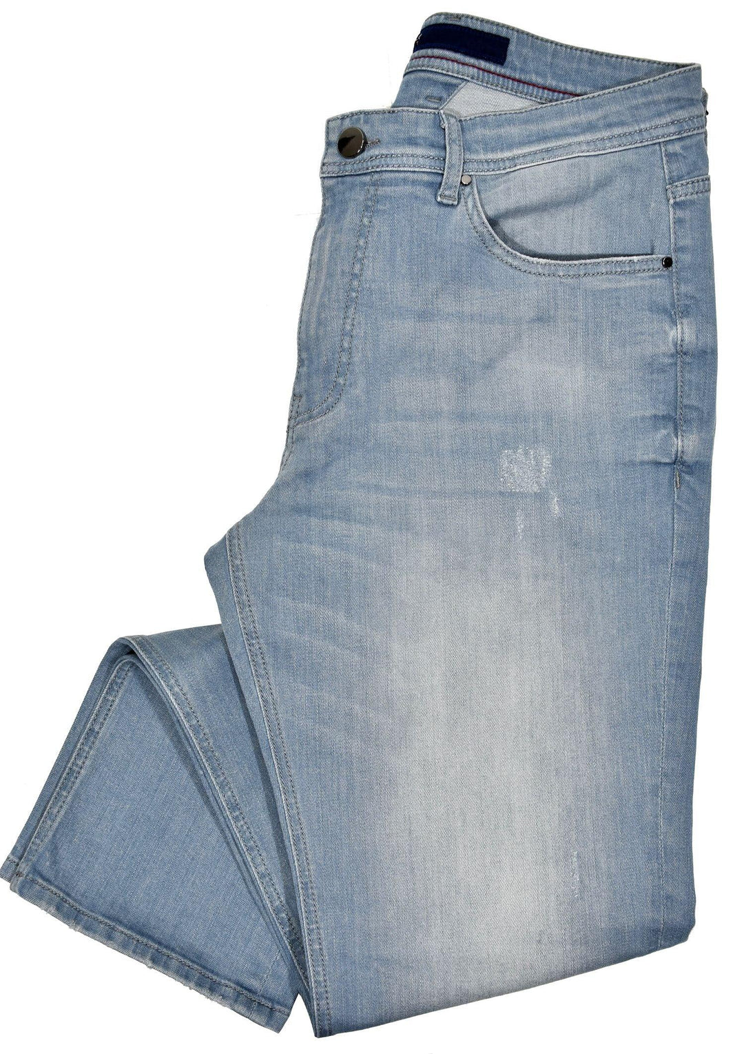 Marcello Washed Comfort Denim  Lightweight and soft denim with stretch. Washed for a distressed worn effect. Slight fabric distressing in a few spots add to the worn effect. Classic fit with a slightly tapered leg for an updated look. Medium rise. Enhanced stitching and fashion lining. All 33 length.