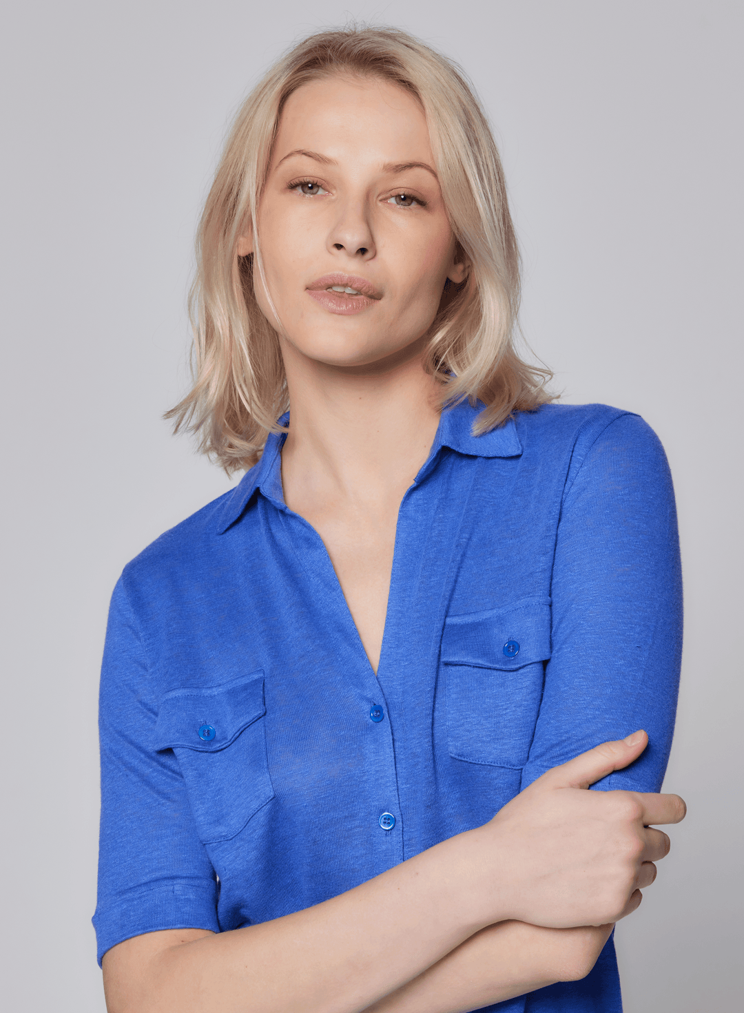 Stretch Linen 3/4 Sleeve Pocket Shirt