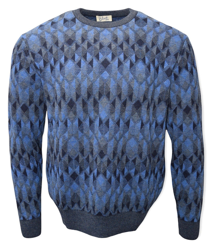 Men's 100% Baby Alpaca Geometric Crewneck Sweater - On Sale!