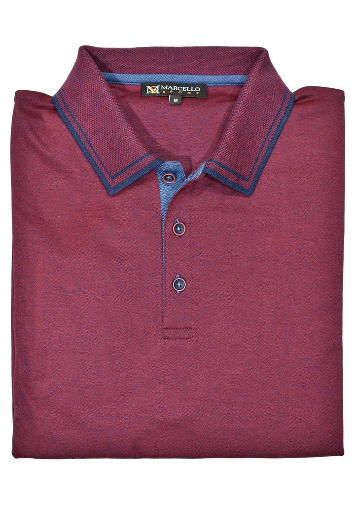 The Marcello classic cotton lycra polo with neat detailing is perfect for a relaxed lifestyle or even for your business casual environment.  Custom trim details and buttons finish the look.  Modern fit.  Cotton Stretch Polo by Marcello Sport.