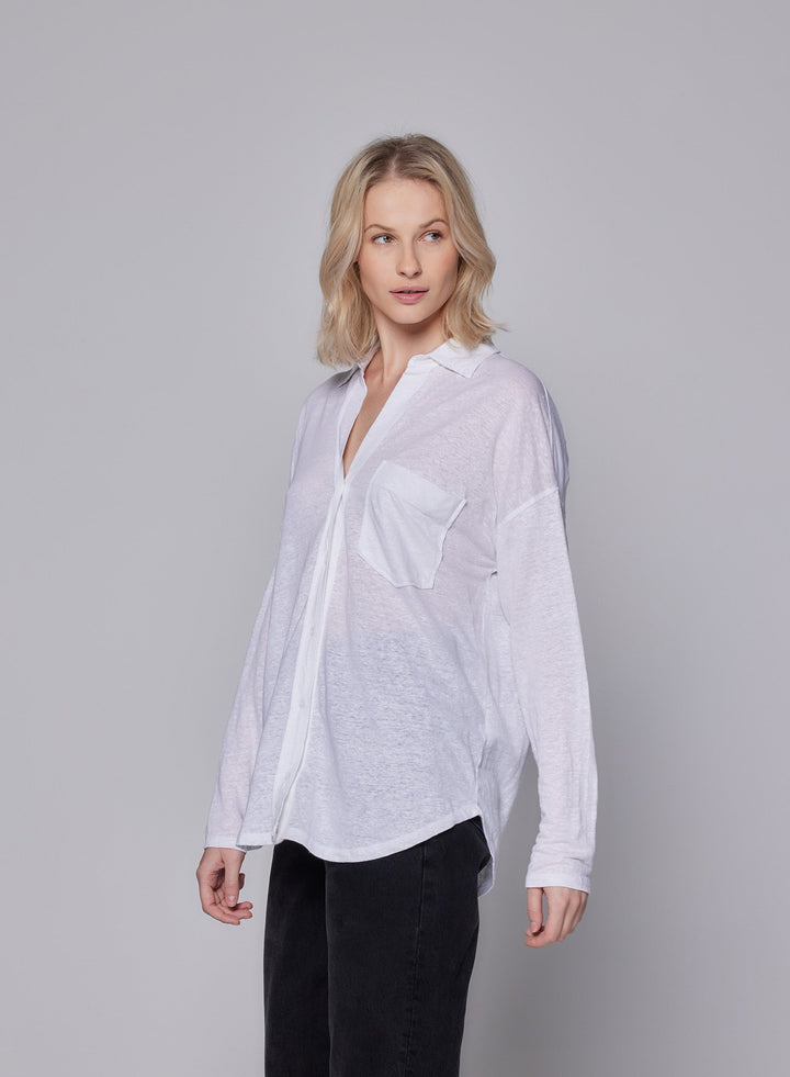 Stretch Linen Relaxed One Pocket Shirt - SHIRT - Majestic Filatures North America