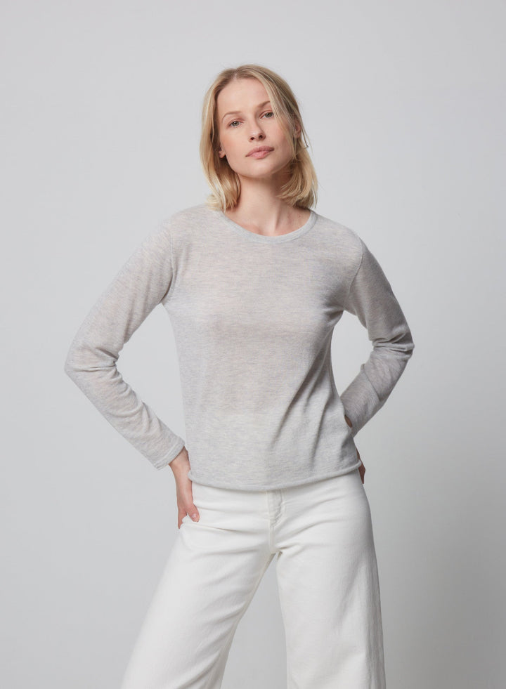 100% Machine Washable Cashmere Long Sleeve Crewneck T-Shirt - CREW L/S - Majestic Filatures North America