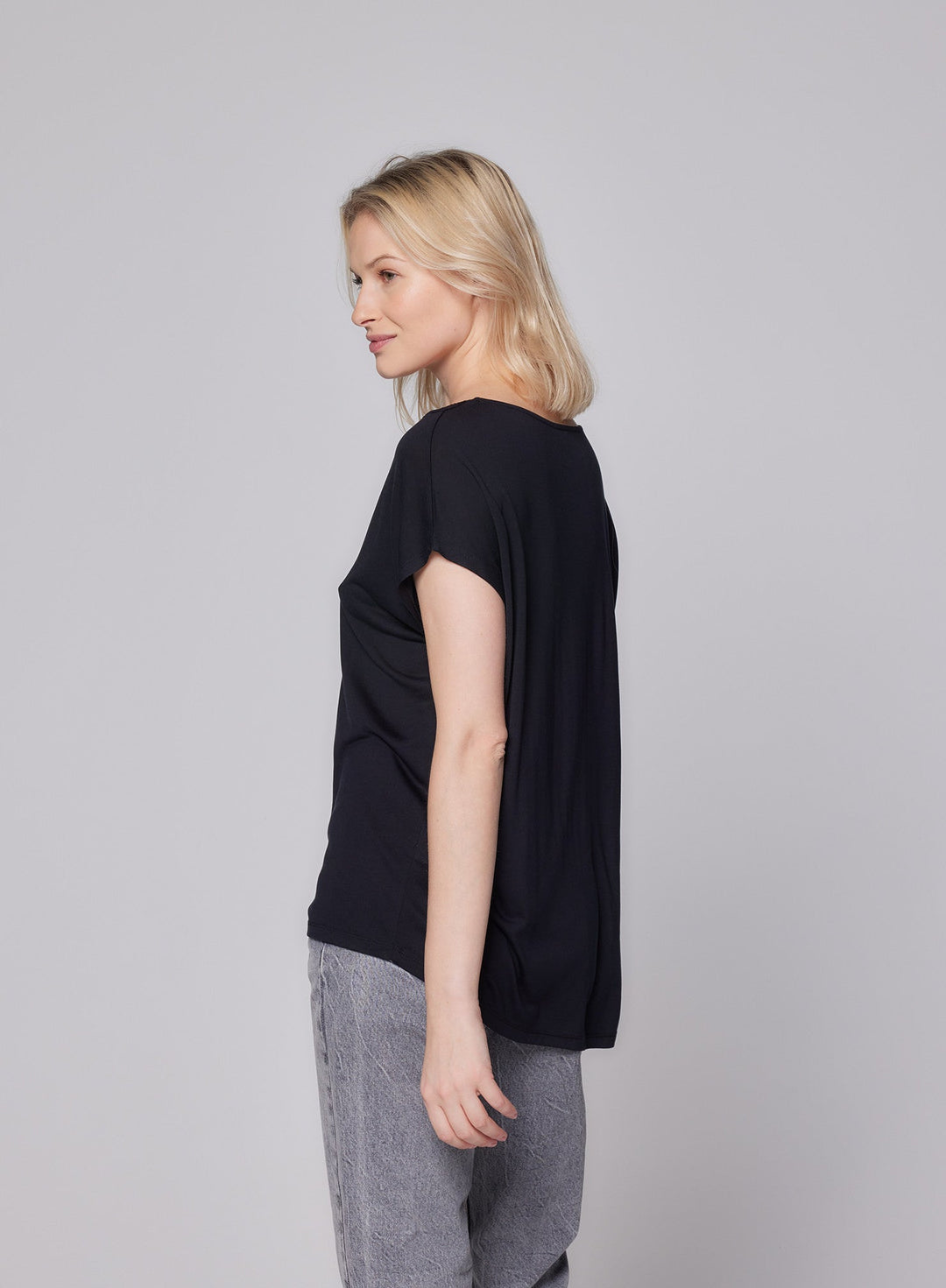 Silk Short Sleeve Lace Trim T-Shirt