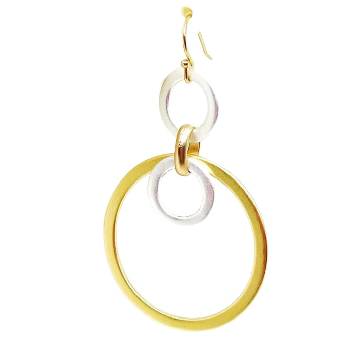 Two Tone Matte Gold and Silver Loop Earrings