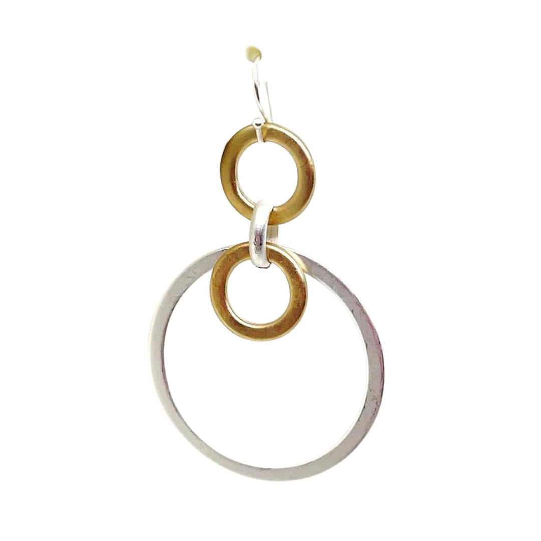 Two Tone Matte Gold and Silver Loop Earrings