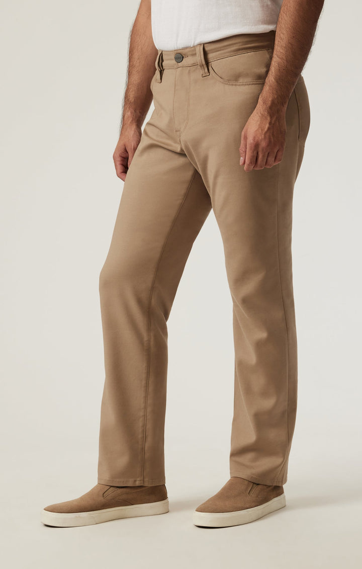 34 Heritage Charisma Relaxed Straight Pants in Khaki High Flyer, back view