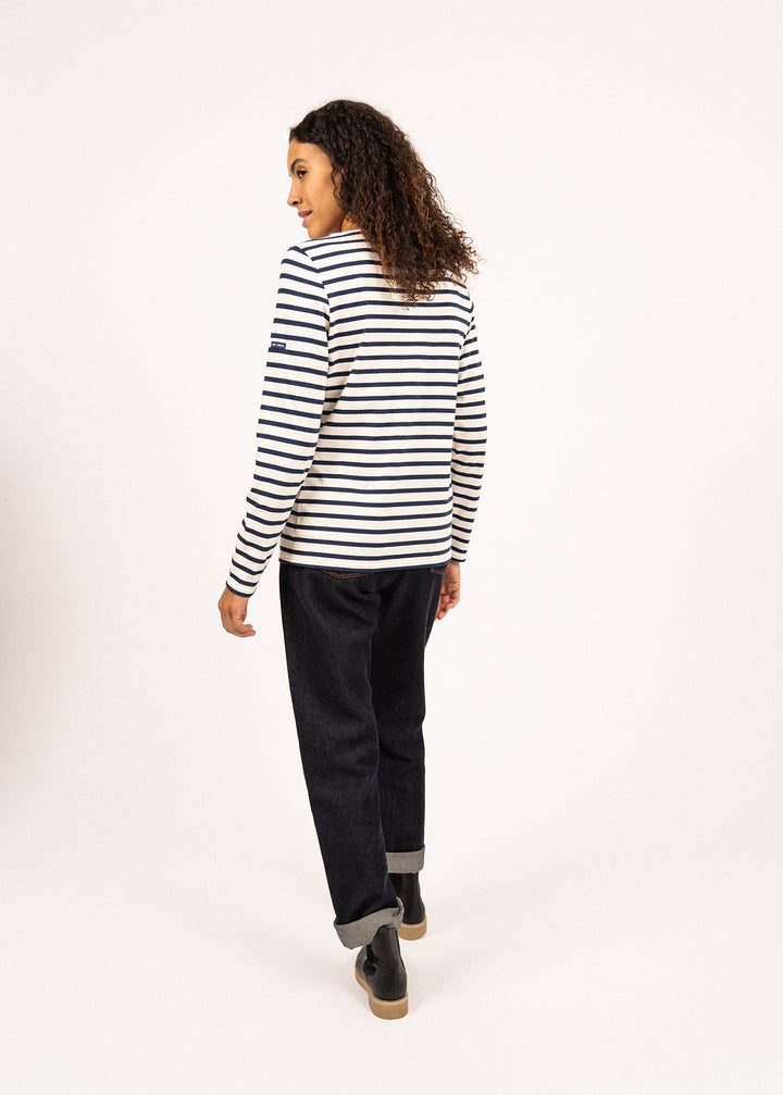 MINQUIDAME - Breton Striped Shirt with Long Sleeve (ECRU / NAVY)