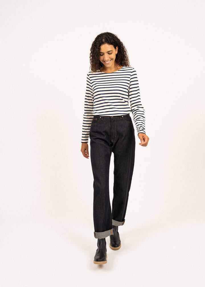 MINQUIDAME - Breton Striped Shirt with Long Sleeve (ECRU / NAVY)