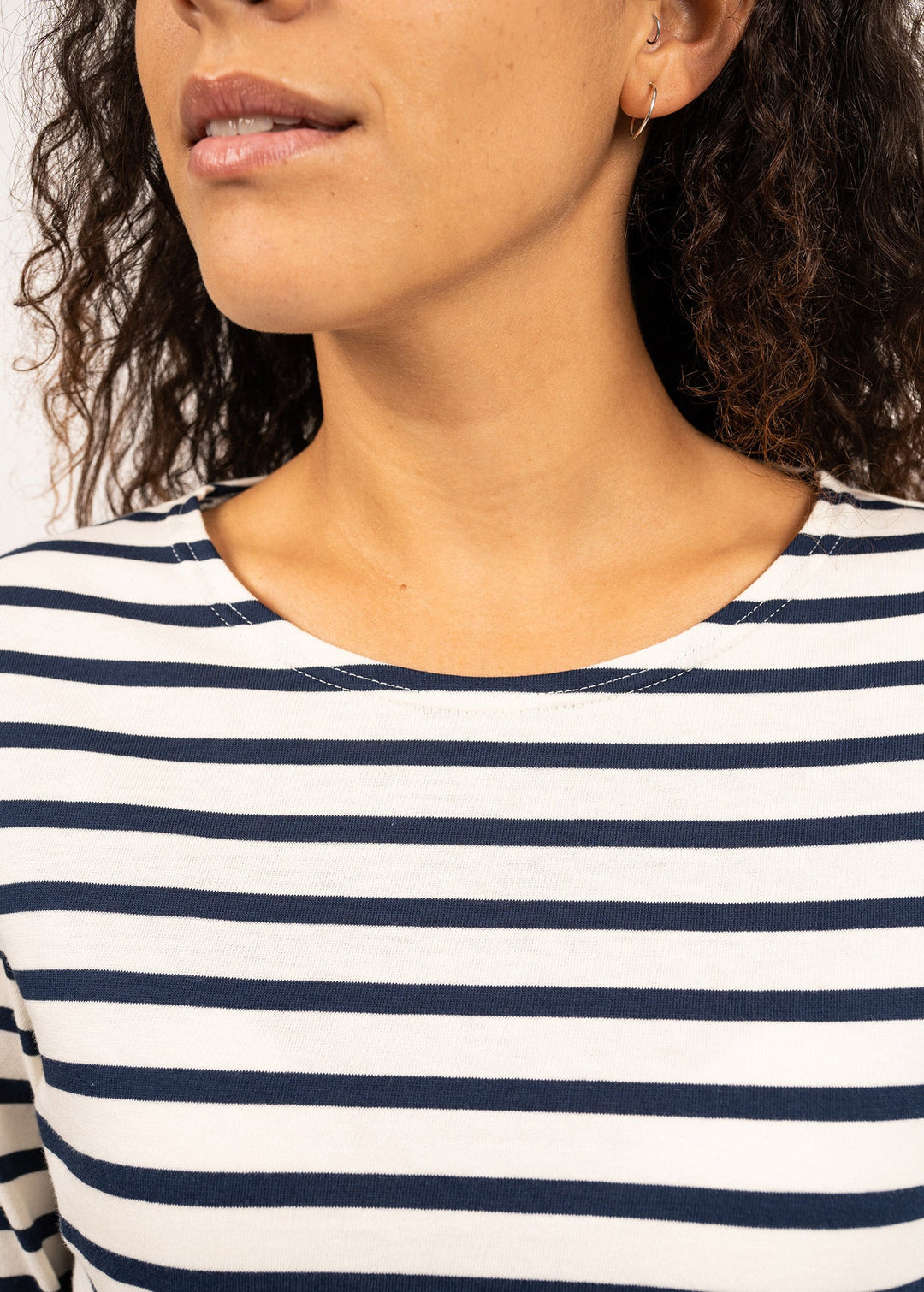 MINQUIDAME - Breton Striped Shirt with Long Sleeve (ECRU / NAVY)