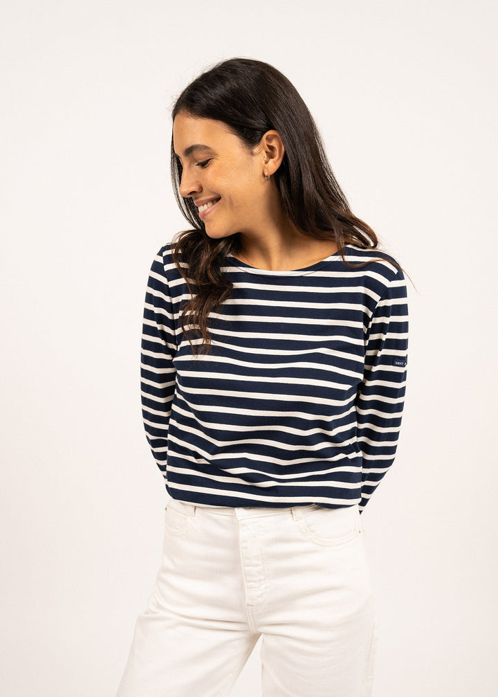 MINQUIDAME - Breton Striped Shirt with Long Sleeve (NAVY / ECRU)