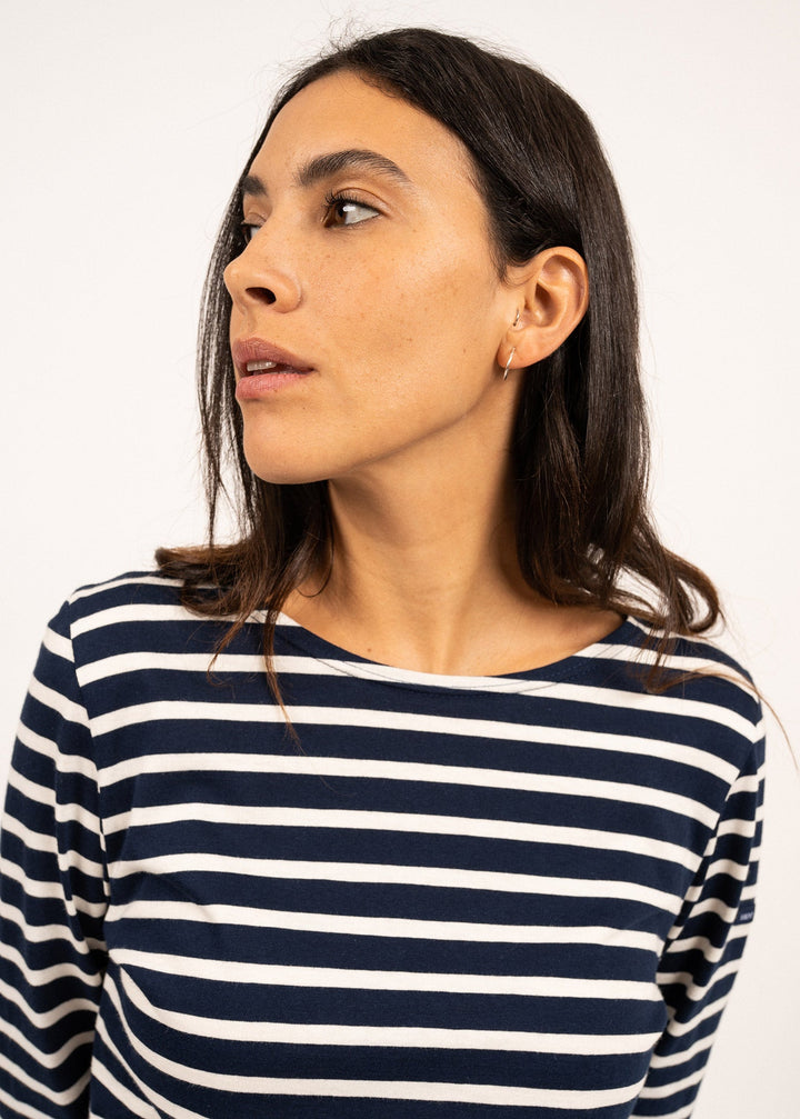 MINQUIDAME - Breton Striped Shirt with Long Sleeve (NAVY / ECRU)