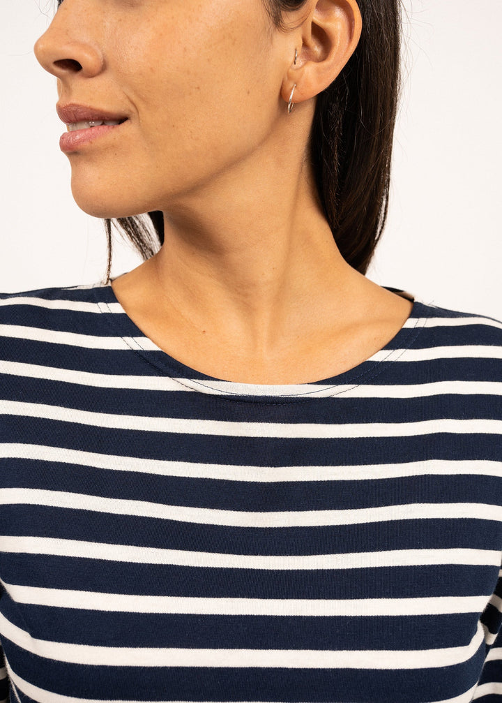 MINQUIDAME - Breton Striped Shirt with Long Sleeve (NAVY / ECRU)