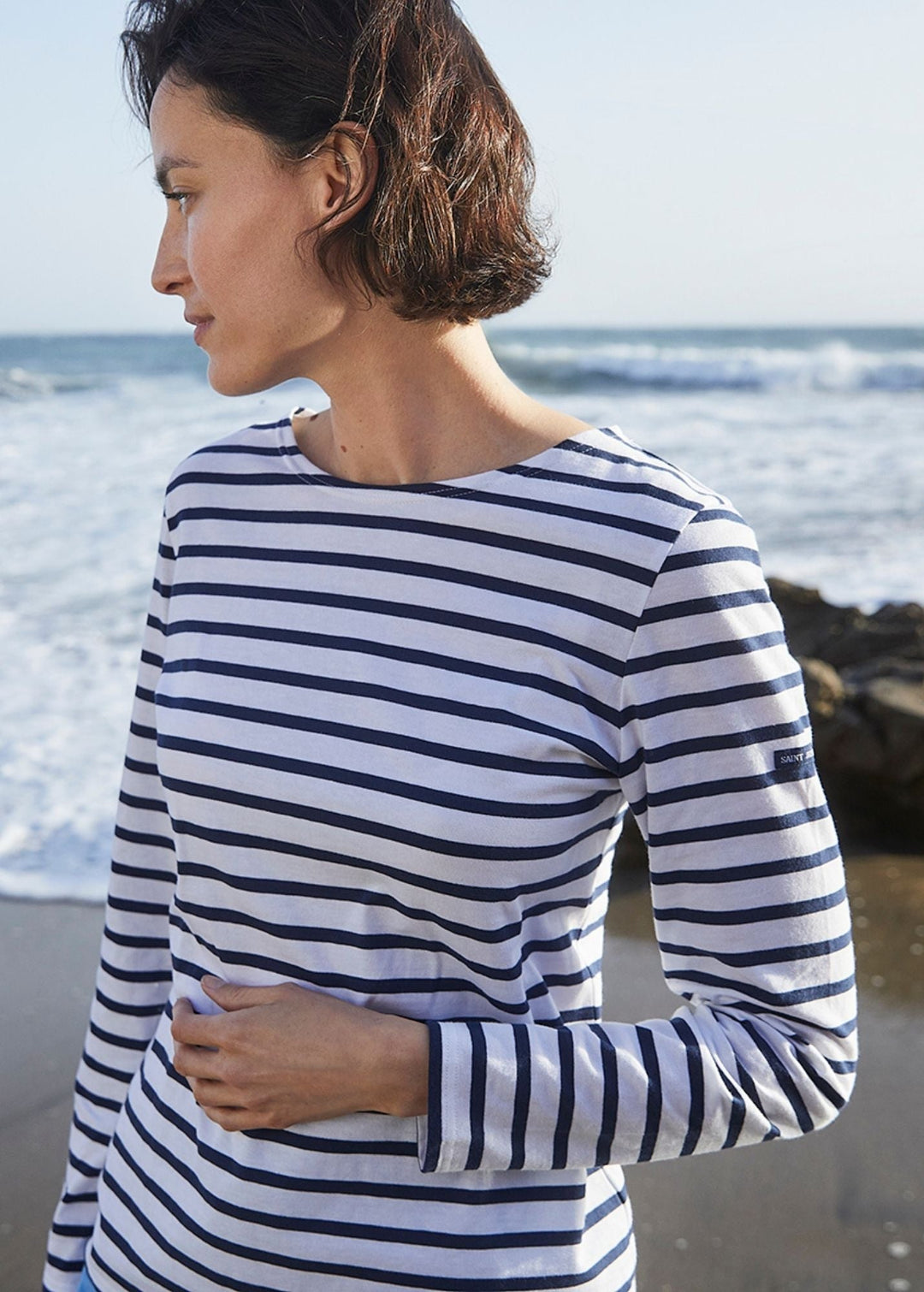 MINQUIDAME - Breton Striped Shirt with Long Sleeve (WHITE / NAVY)