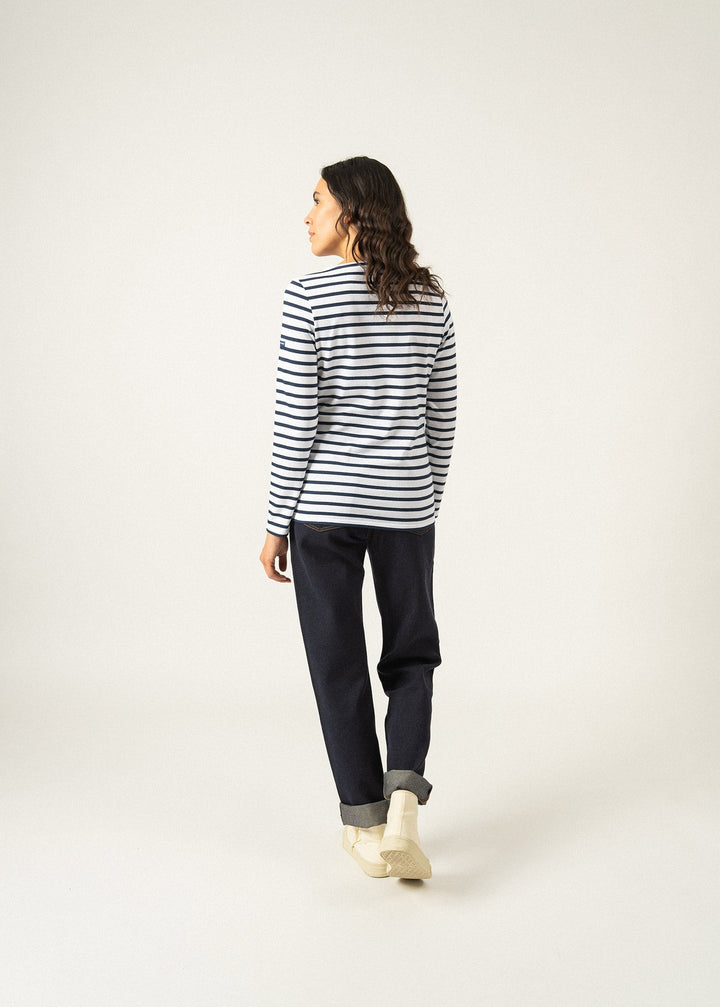 MINQUIDAME - Breton Striped Shirt with Long Sleeve (WHITE / NAVY)
