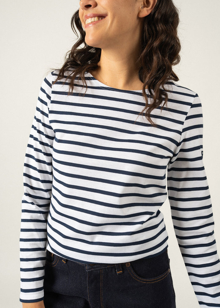 MINQUIDAME - Breton Striped Shirt with Long Sleeve (WHITE / NAVY)