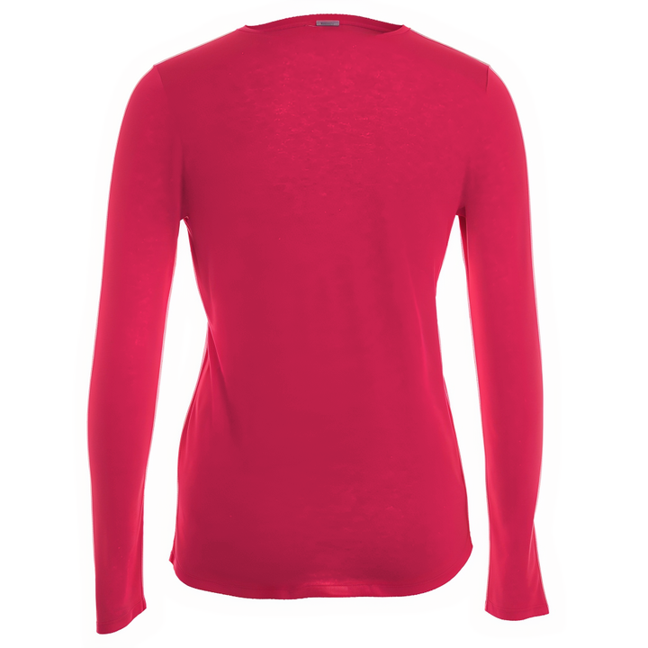 V Neck Long Sleeve Cashmere Shirt -Berry