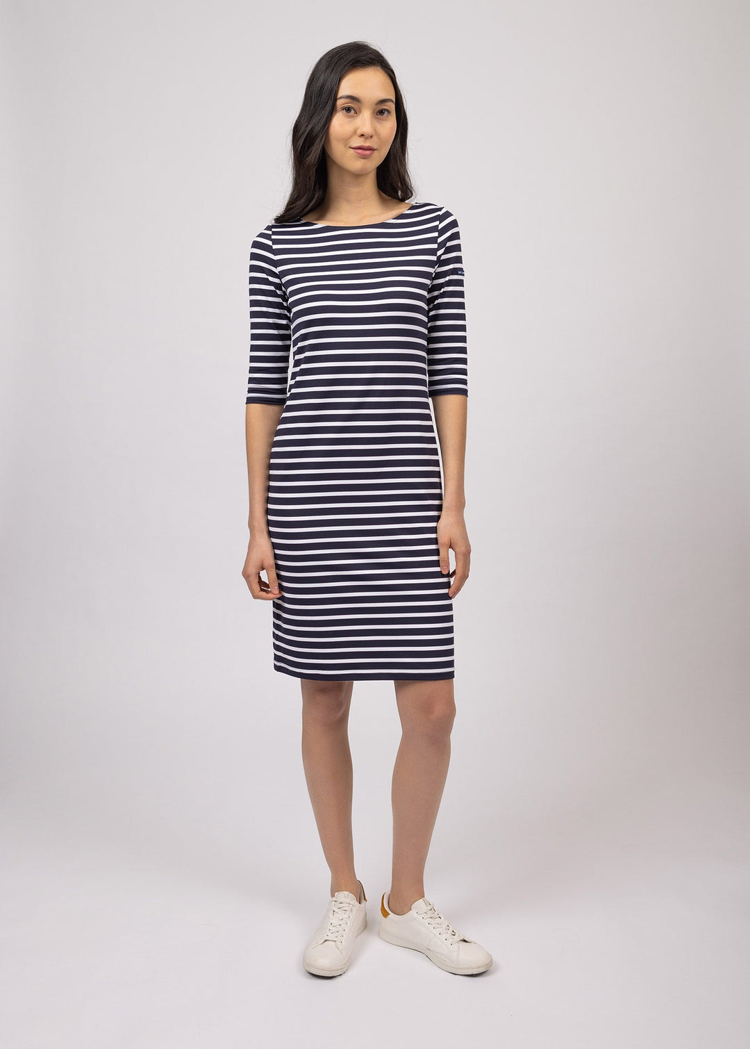 PROPRIANO - Form-Fitting Nautical Stripe Dress (NAVY / WHITE)