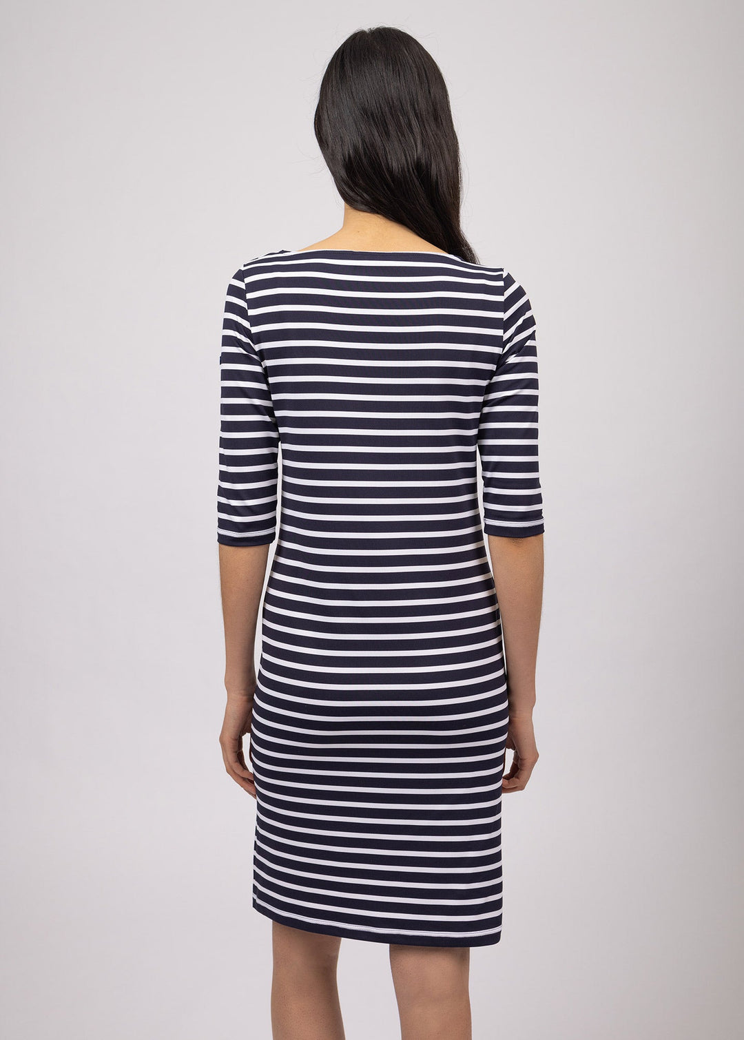 PROPRIANO - Form-Fitting Nautical Stripe Dress (NAVY / WHITE)