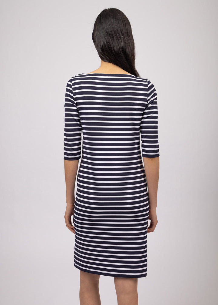 PROPRIANO - Form-Fitting Nautical Stripe Dress (NAVY / WHITE)