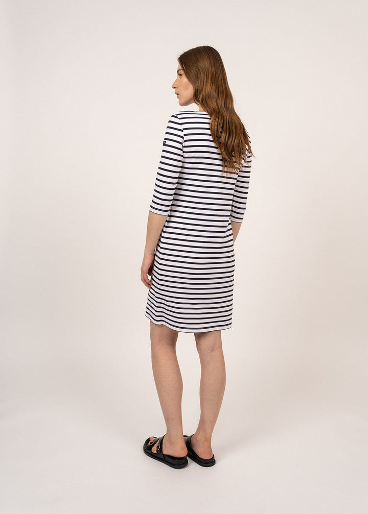PROPRIANO - Form-Fitting Nautical Stripe Dress (WHITE / NAVY)