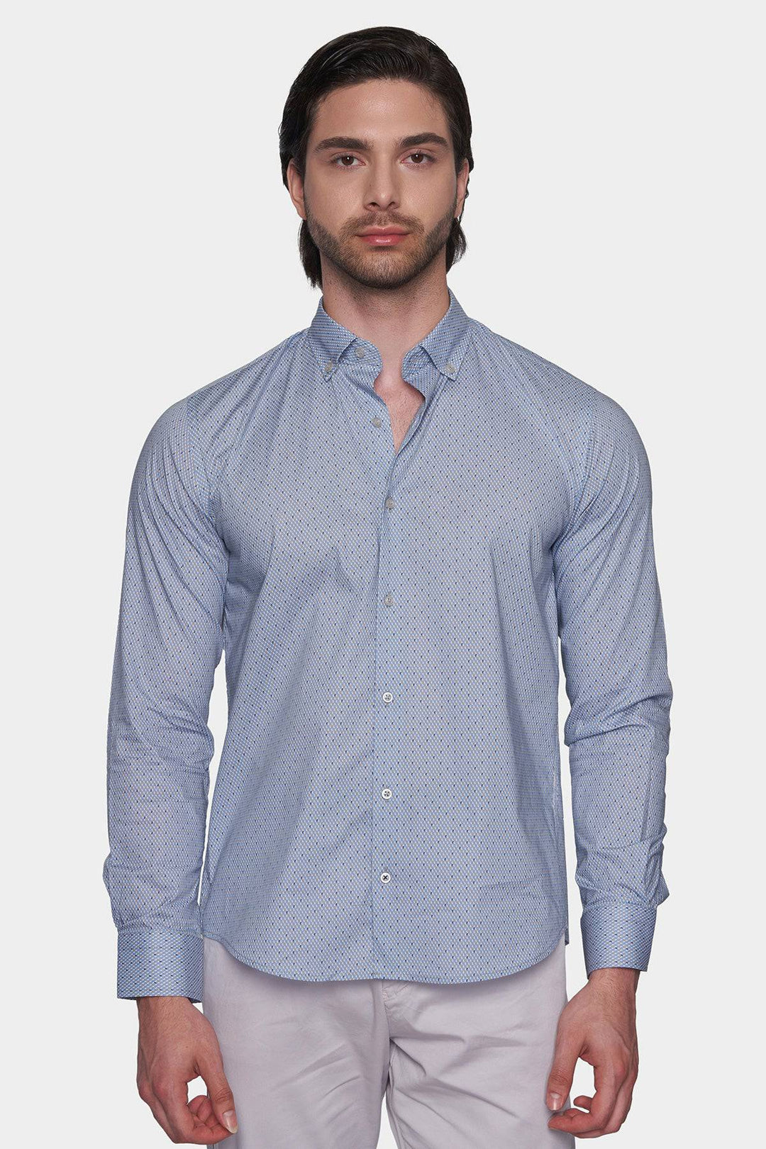Premium Cotton Pattern Dress Shirt (Executive Blue)