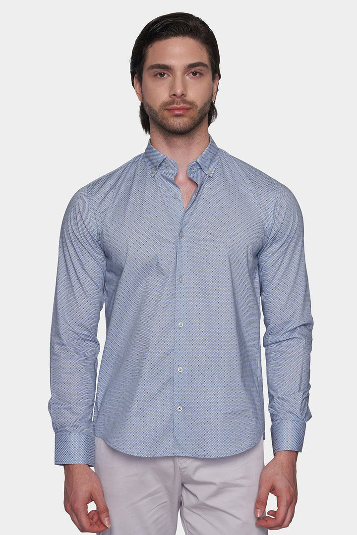 Premium Cotton Pattern Dress Shirt (Executive Blue)