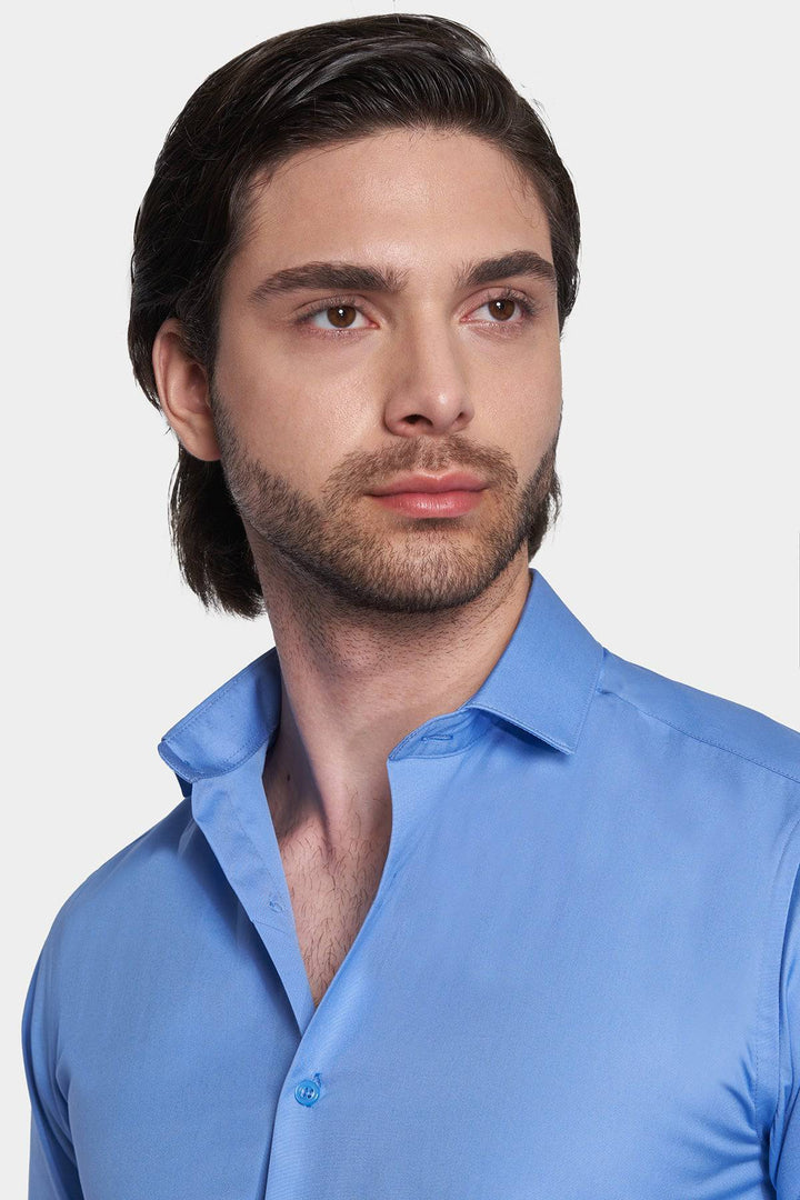 Premium Cotton Dress Shirt (Classic Blue)