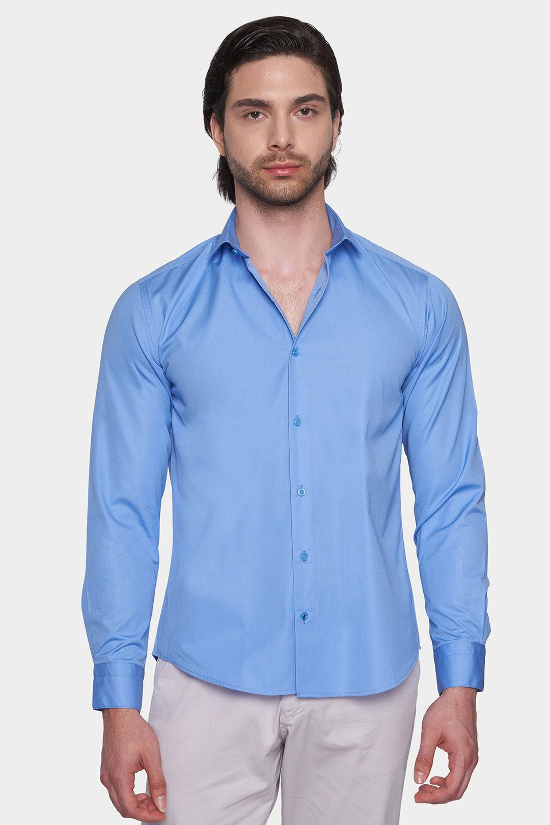 Premium Cotton Dress Shirt (Classic Blue)