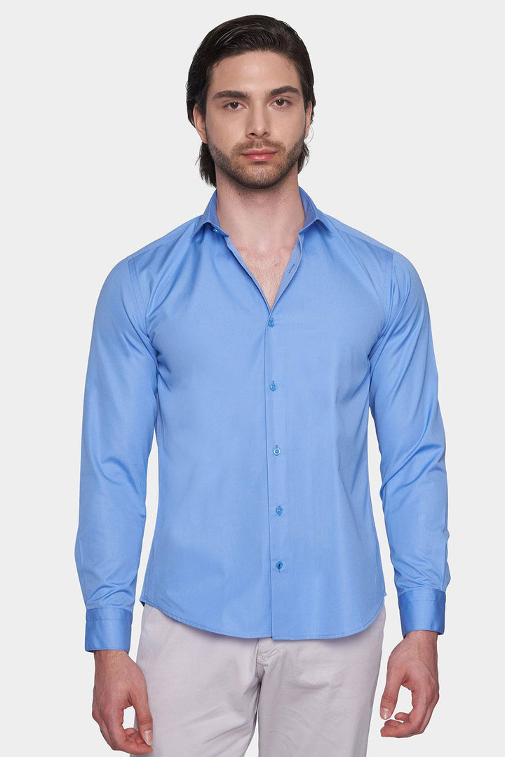 Premium Cotton Dress Shirt (Classic Blue)