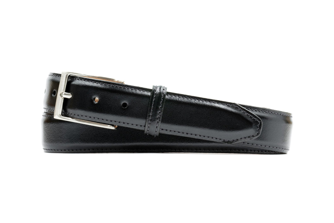Martin Dingman Smith 2 Buckle Coachman leather belt in black