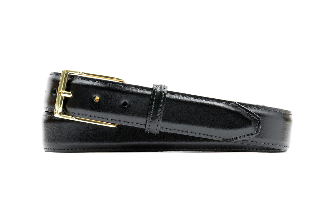 Martin Dingman Smith 2 Buckle Coachman leather belt in black - detail