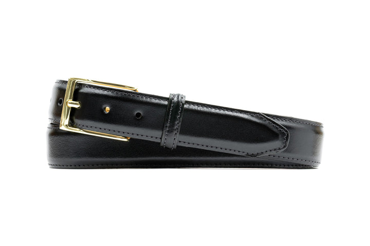 Martin Dingman Smith 2 Buckle Coachman leather belt in black - detail