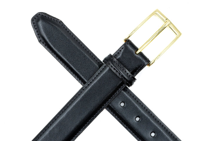 Martin Dingman Smith 2 Buckle Coachman leather belt in black - detail