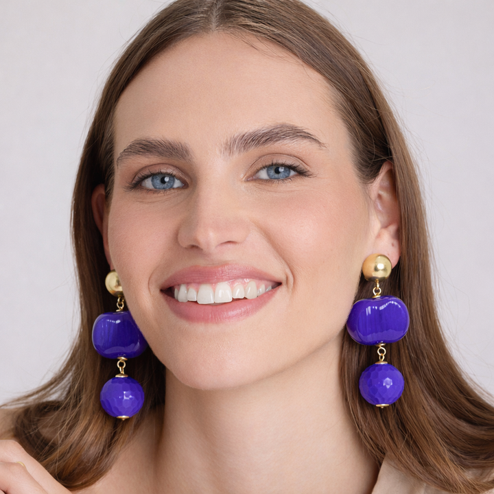 Analise Triple Purple Resin Drop Pierced Earrings