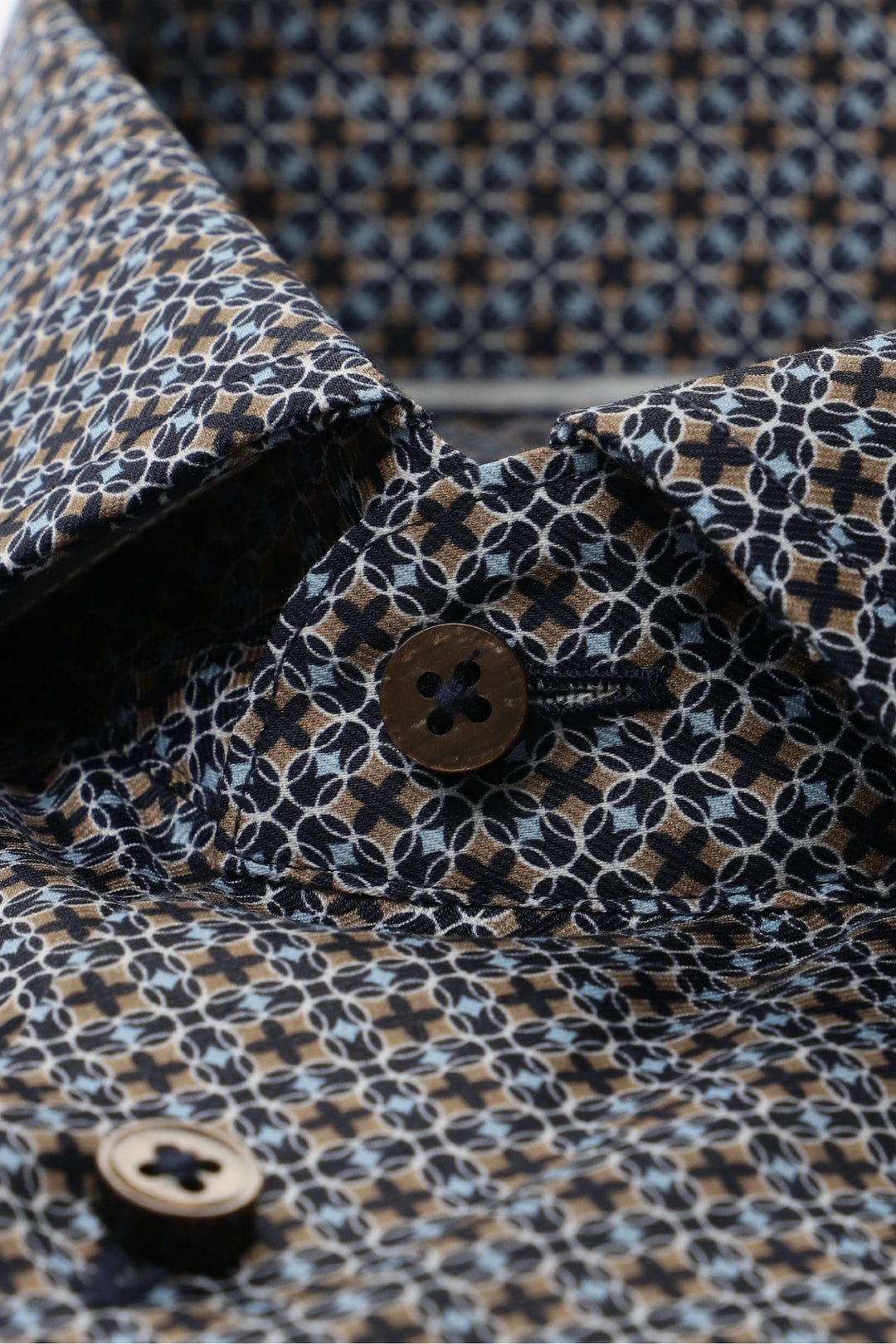 1863 by Eterna Modern Fit printed twill Kent collar shirt in navy - detail