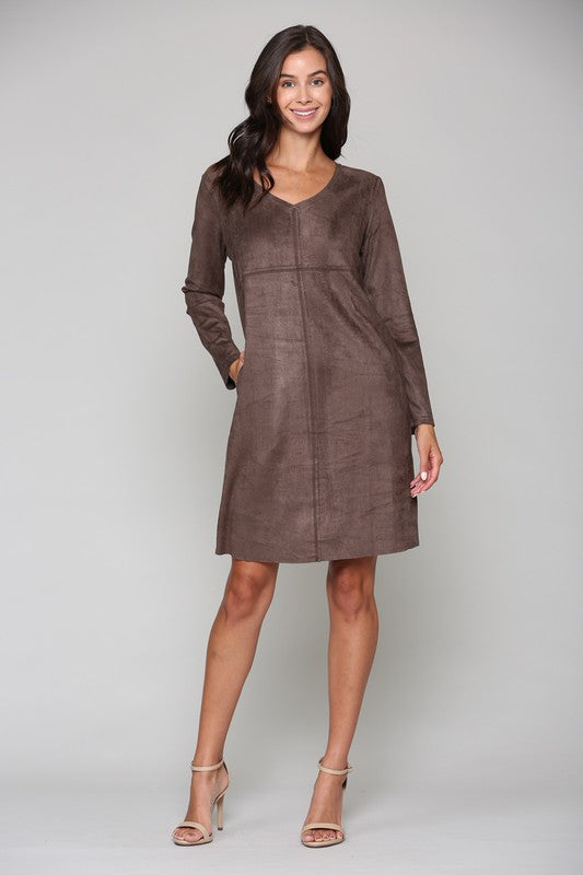 Aurora Suede V Neck with NO Pockets
