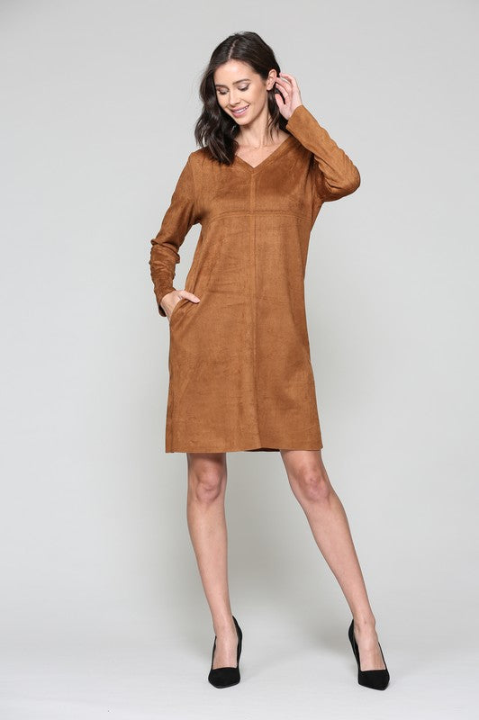 Aurora Suede V Neck with NO Pockets