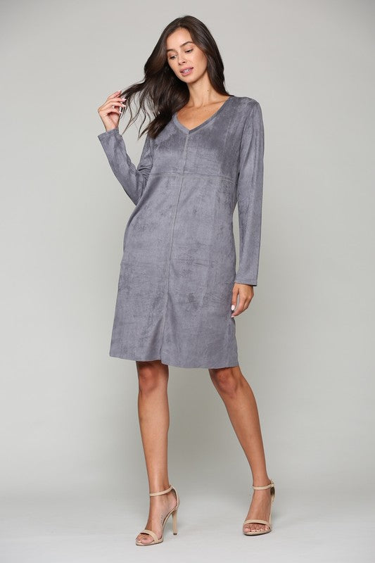 Aurora Suede V Neck with NO Pockets