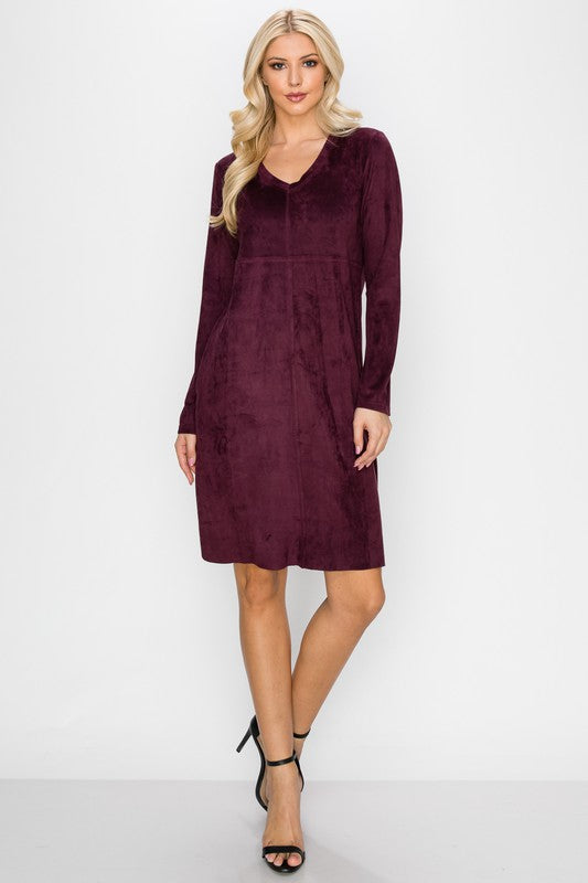 Aurora Suede V Neck with NO Pockets