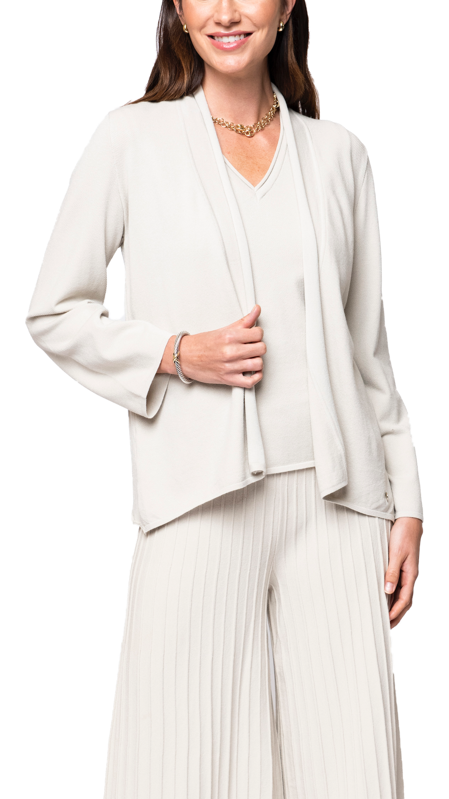 Amy Shawl Collar Cardigan ; Beige – Morneault's Stackpole Moore Tryon