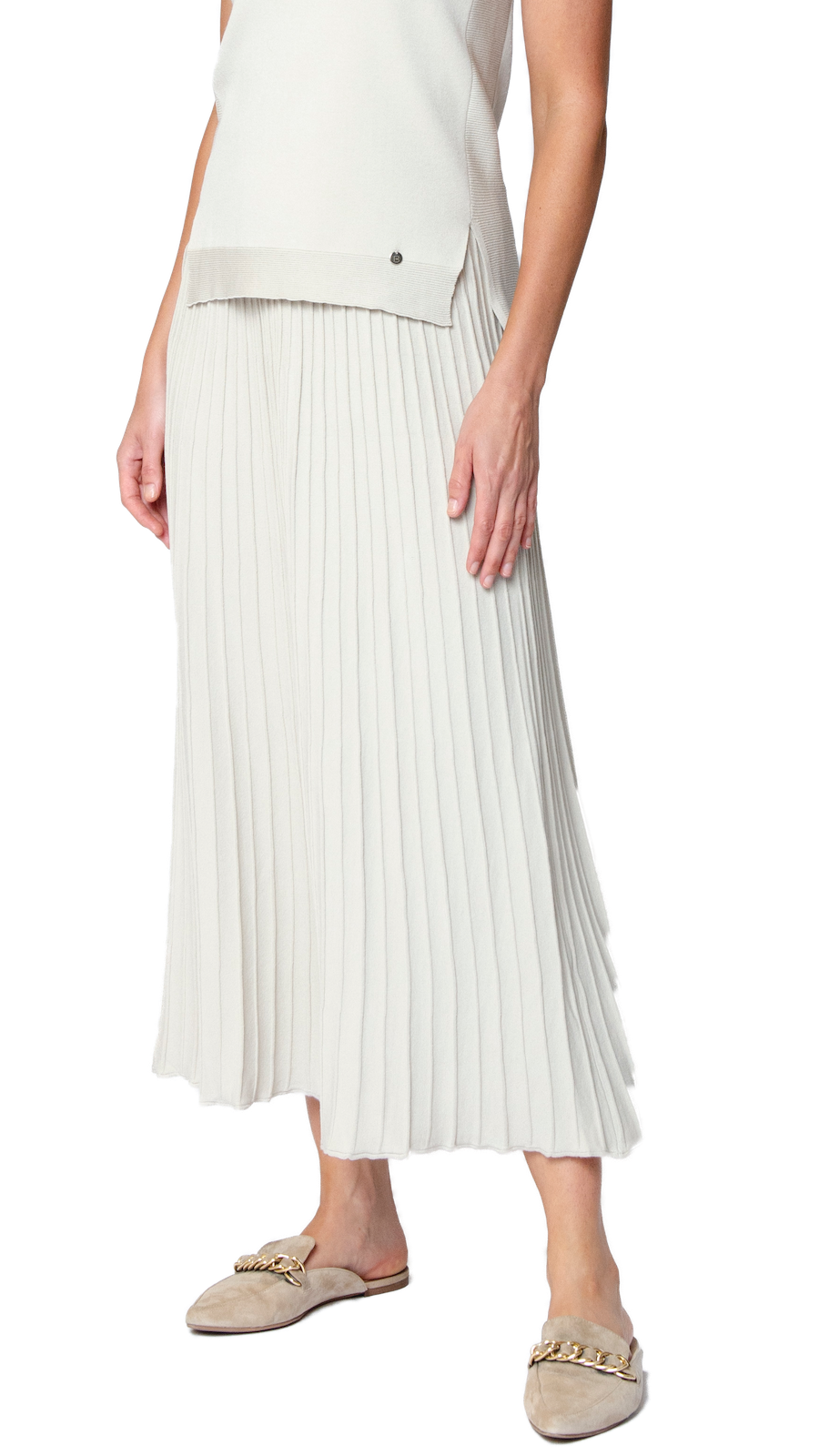 Geraldina Pleated-Knit Maxi Skirt; Beige – Morneault's Stackpole Moore ...