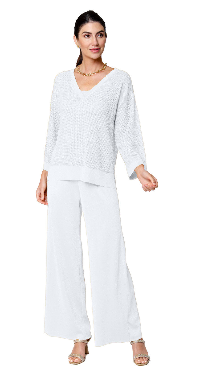 Angelina Mesh Top; Silver White