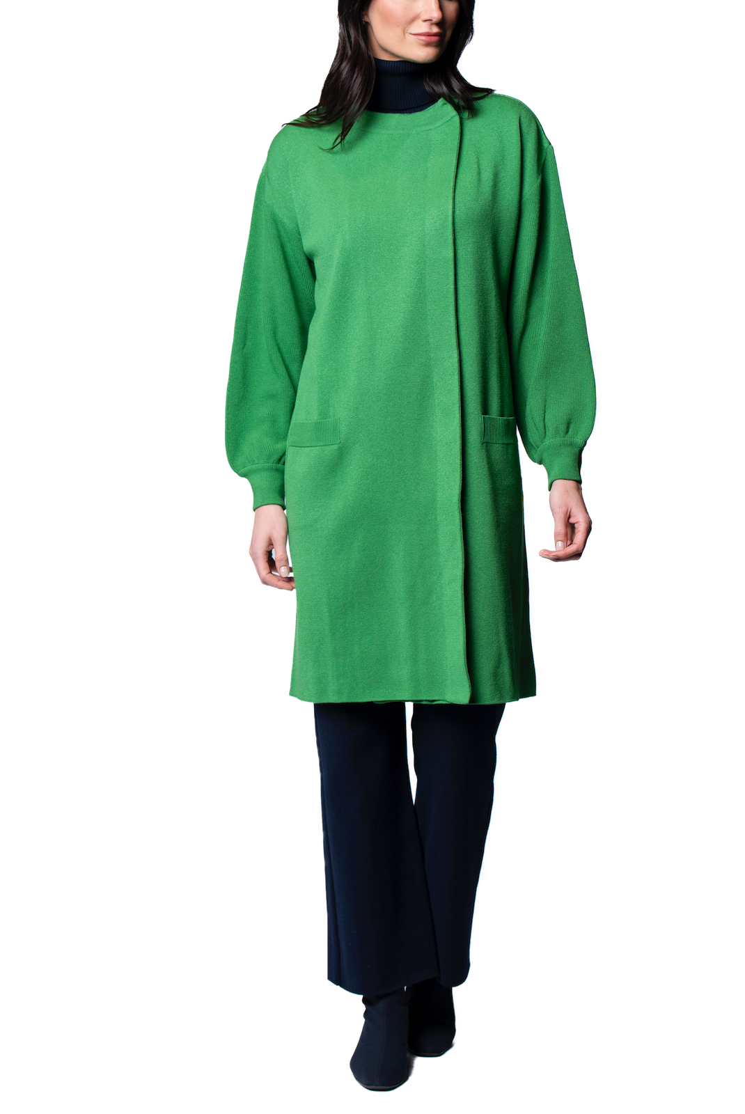 Lora Flat-Knit Car Coat, Emerald Green S Lora Flat-Knit Car Coat, Emerald Green S